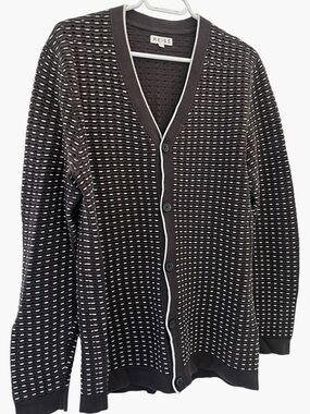 REISS Perforated Knit Cardigan Sweater Size L